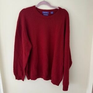 Alan Flusser Mens XL Cashmere Sweater Burgundy Red Crewneck Long Sleeve Knit